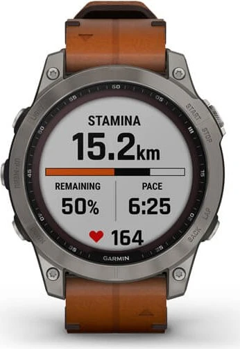 Garmin Fenix 7 Sapphire Solar titanium/chestnut leather