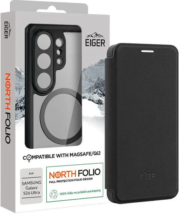 Eiger North Folio Magsafe Case für Samsung Galaxy S26 Ultra schwarz