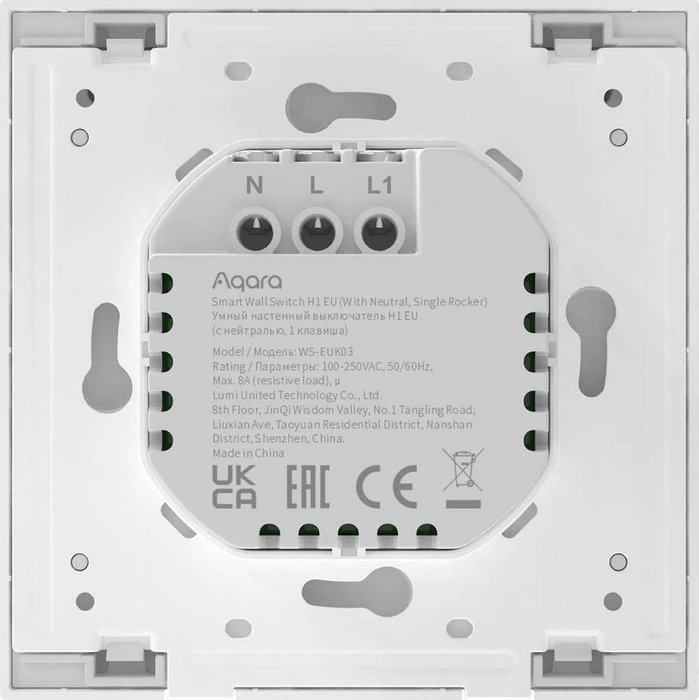 Aqara Smart Wall Switch H1 mit Nullleiter weiß, 1-fach