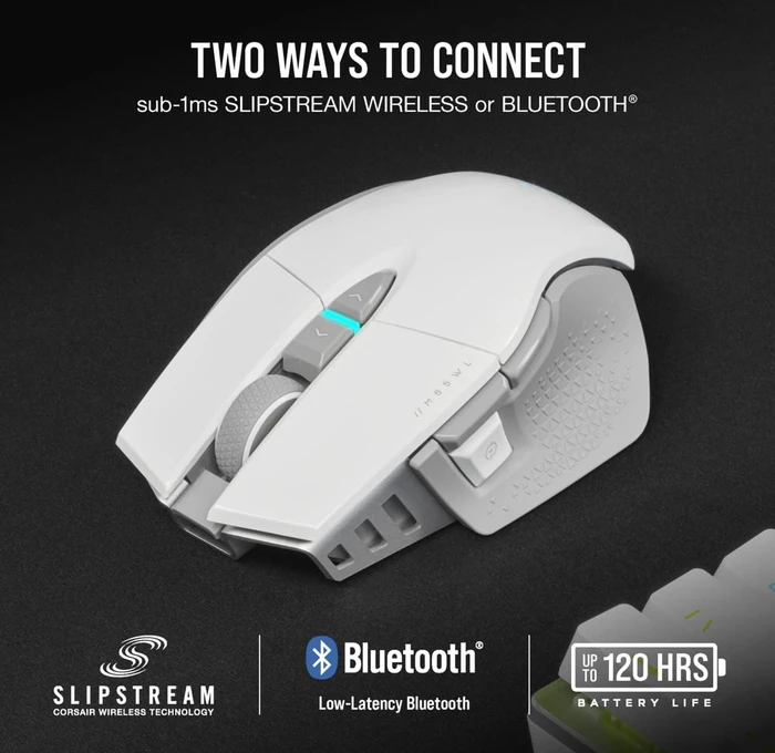 Corsair Gaming M65 RGB Ultra Wireless, weiß/hellgrau, USB/Bluetooth