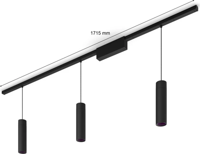 Philips Hue White and Color Ambiance Basis Perifo Schienensystem für die Decke gerade mit 3 Pendelleuchten schwarz