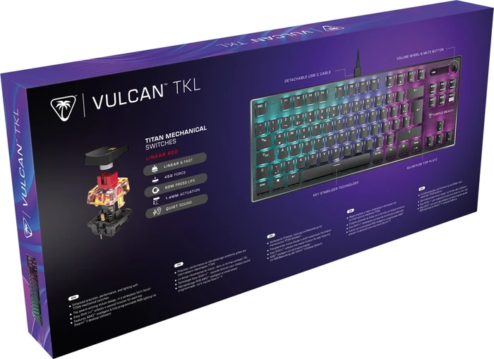 Turtle Beach Vulcan TKL, LEDs RGB, TITAN Mechanical Linear, USB, DE
