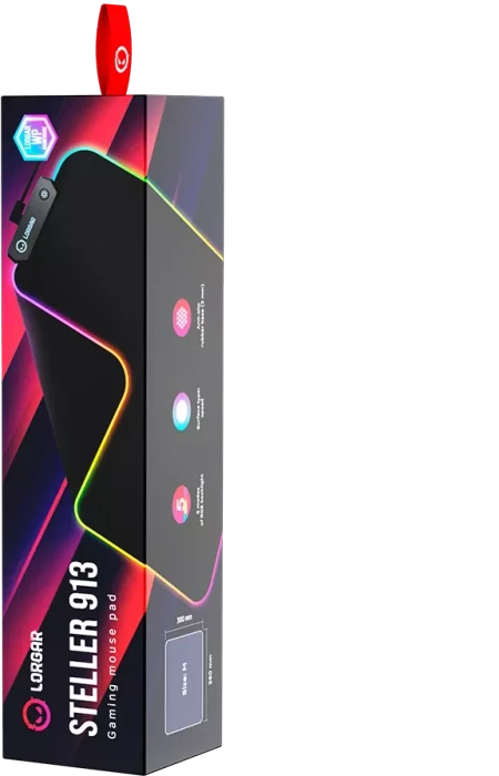 Lorgar Steller 913 Medium RGB Gaming Mousepad, 360x300mm, schwarz