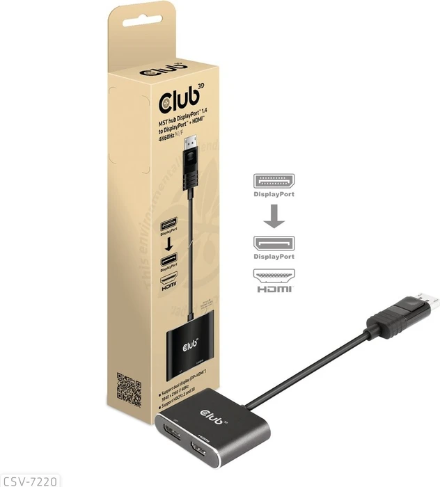 Club 3D DisplayPort 1.4 [Stecker} auf 1x DisplayPort [Buchse] und 1x HDMI [Buchse]