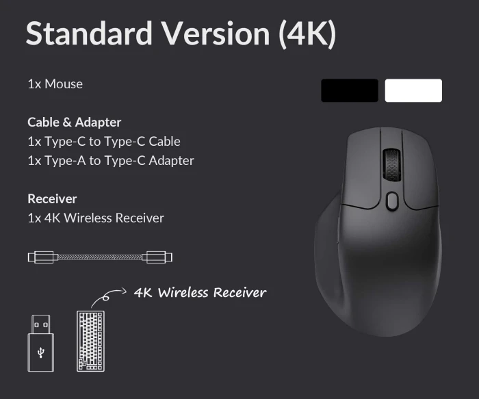Keychron M6 Wireless Mouse weiß, 4K PixArt 3395, USB/Bluetooth