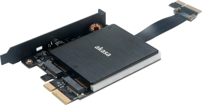 Akasa Dual M.2 PCIe SSD adapter with RGB LED light and heatsink