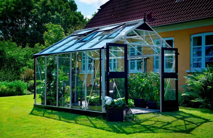Juliana Premium 10.9m² 3mm Sicherheitsglas Gewächshaus blank/schwarz