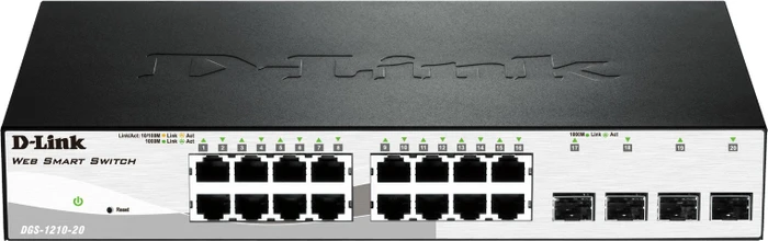 D-Link DGS-1210 Desktop Gigabit Smart Switch, 16x RJ-45, 4x SFP
