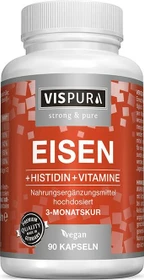 Vispura Eisen 20 mg + Histidin + Vitamine vegane Kapseln, 90 Stück