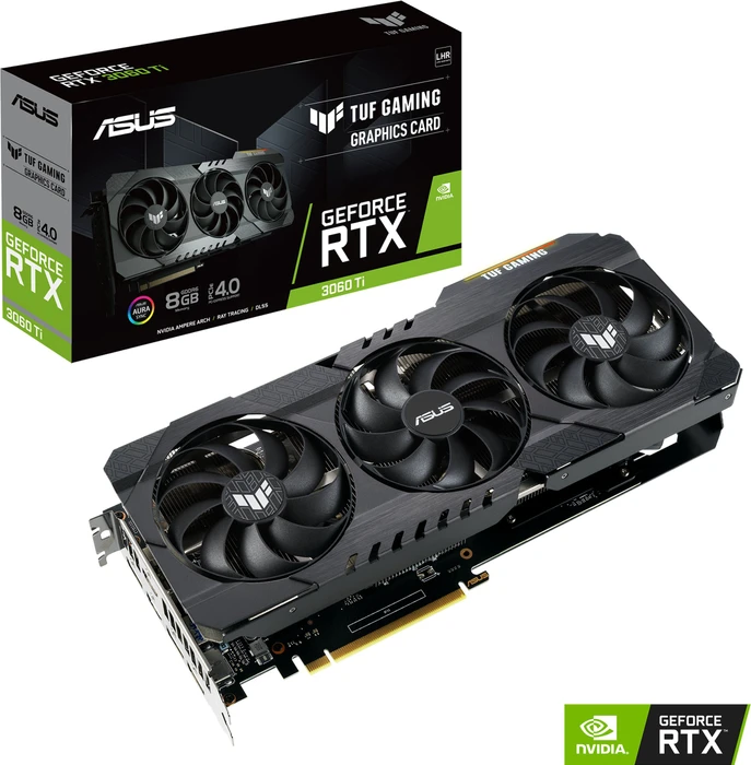 ASUS TUF Gaming GeForce RTX 3060 Ti V2 (LHR), TUF-RTX3060TI-8G-V2-GAMING, 8GB GDDR6, 2x HDMI, 3x DP