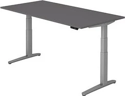 Hammerbacher Ergonomic Aktiv XBHM12 elektrisch höhenverstellbarer Sitz-Steh-Schreibtisch 200x100cm graphit/silber