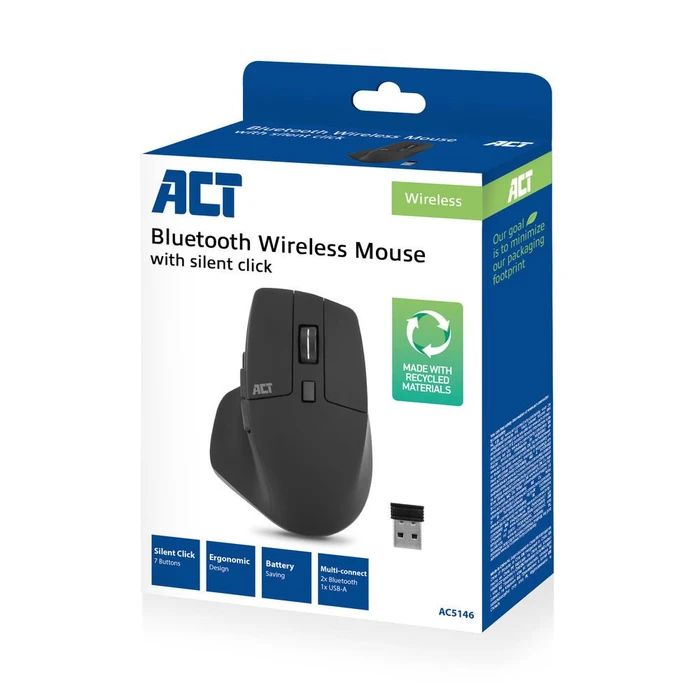 Act Wireless Multi-Connect Mouse 2400dpi, schwarz, USB/Bluetooth