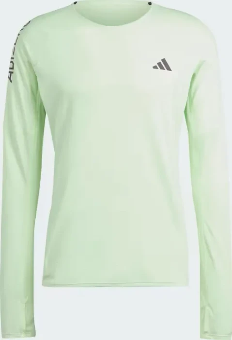 adidas Adizero Running Laufshirt langarm semi green spark/aurora black (Herren)