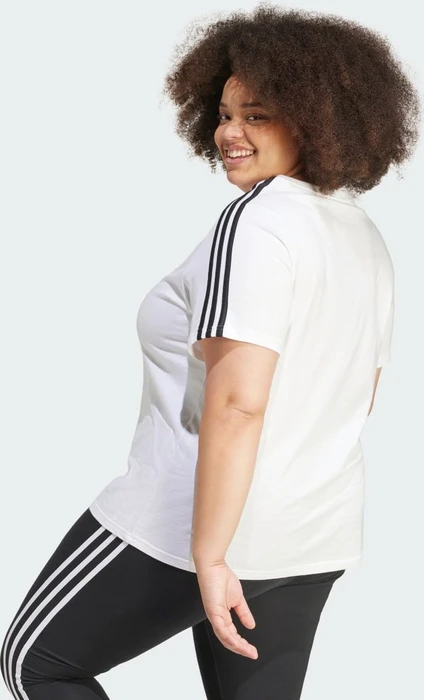 adidas Essentials Slim 3-Streifen große Größen T-Shirt kurzarm weiß/schwarz (Damen)