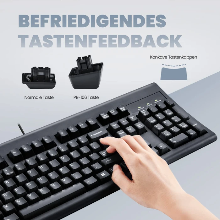 Perixx Periboard-106B, schwarz, USB, DE
