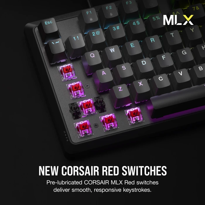 Corsair Gaming K70 CORE, Steel Gray, MLX RED, USB, DE