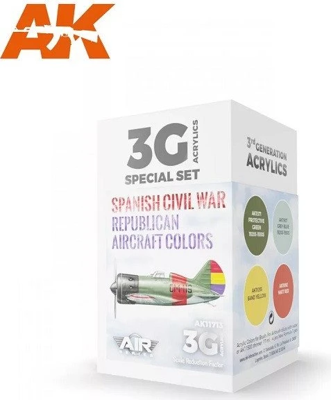 AK-Interactive 3rd Gen Acrylic Colors Spanish Civil War Republican Aircraft Colors Farbset, 4-tlg.