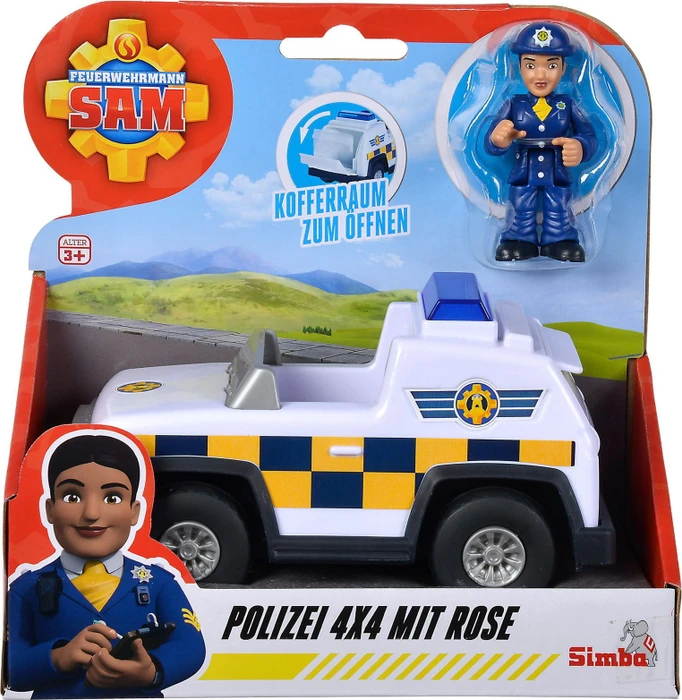 Simba Toys Feuerwehrmann Sam - Polizei 4x4 mit Rose Figur