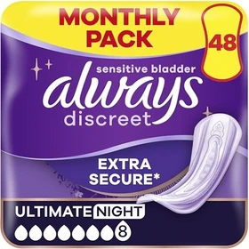 Always Discreet Ultimate Nacht Hygieneeinlage, 48 Stück (4x 12 Stück)