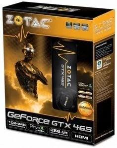 Zotac GeForce GTX 465, 1GB GDDR5, 2x DVI, Mini HDMI