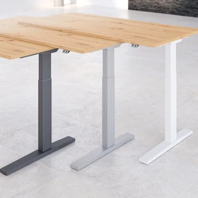 Hammerbacher Ergonomic Aktiv XMKA12 elektrisch höhenverstellbarer Sitz-Steh-Schreibtisch 120x80cm Asteiche/silber