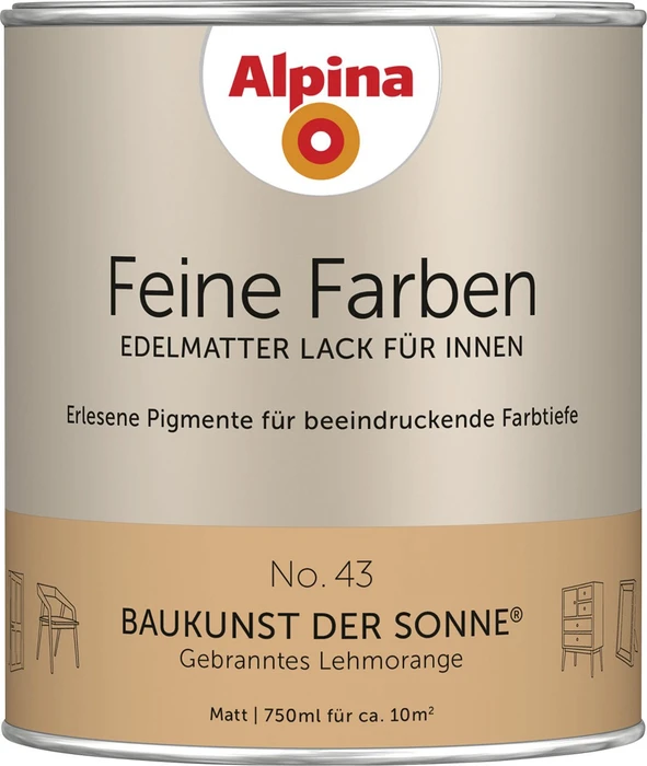 Alpina Farben Feine Farben Lack No. 43 Baukunst der innen Sonnelehmorange edelmatt, 750ml