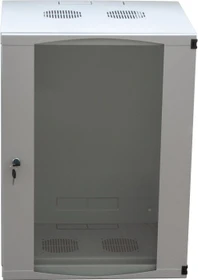 LogiLink Wandgehäuse 15HE, einteilig, Sicherheitsglastür, grau, 450mm tief