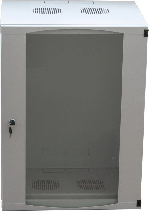 LogiLink Wandgehäuse 15HE, einteilig, Sicherheitsglastür, grau, 450mm tief