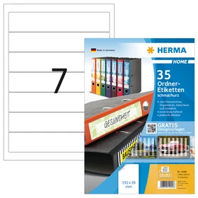 Herma Ordneretiketten, 192x38mm, ablösbar, weiß, 5 Blatt (35 Etiketten)