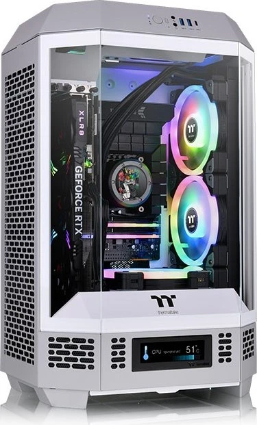 Thermaltake The Tower 300 Limestone, grau/weiß, Glasfenster