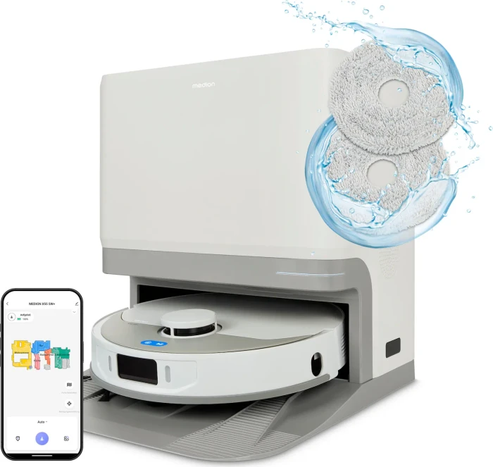 Medion MD 12039 X55 SW+ Saug-/Wischroboter inkl. Absaug-/Reinigungsstation