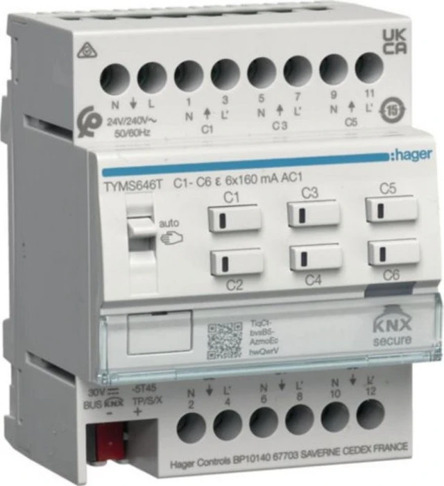 Hager KNX Secure Heizungsaktor 6-fach, Schaltaktor
