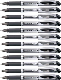 Pentel EnerGel BL57 Gelroller schwarz/silber, 12er-Pack