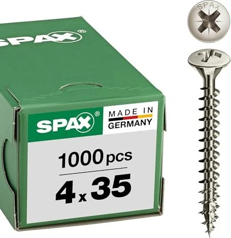 Spax vernickelt 4CUT PZ2 Universalschraube, 4x35mm, 1000 Stück