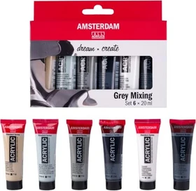 Royal Talens Amsterdam Grey Mixing Acrylfarben, 6 Farben, 20ml