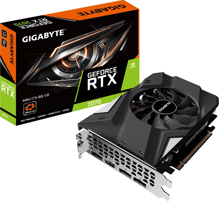 GIGABYTE GeForce RTX 2070 Mini ITX 8G V2, 8GB GDDR6, HDMI, 3x DP
