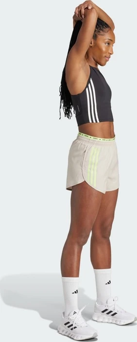 adidas Own The Run 3-Streifen Laufhose kurz wonder beige/pulse lime (Damen)