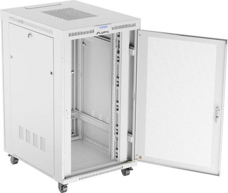 Lanberg 19" Rackschrank 27HE, LCD, freistehend, Flat Pack, Gitternetztür, IP20, RAL 7035, 1000mm tief