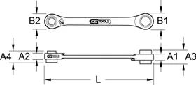 KS Tools GEARplus 4in1 Doppelringratschenschlüssel, 14/17/18/19x230mm