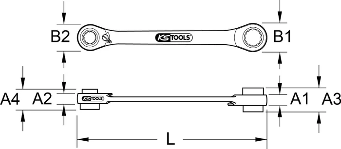 KS Tools GEARplus 4in1 Doppelringratschenschlüssel, 14/17/18/19x230mm