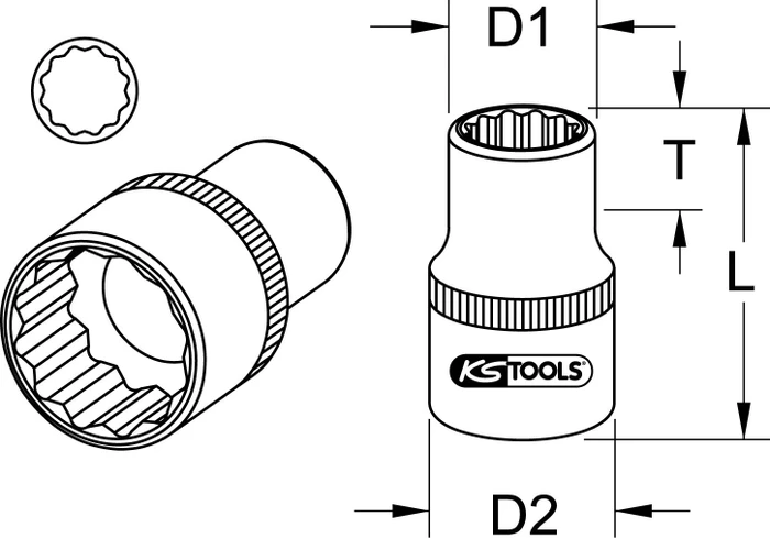KS Tools Außenzwölfkant Steckschlüssel 1/2" zöllig, 25/32"x40mm