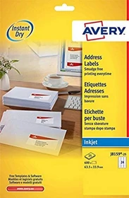 Avery-Zweckform Adressetiketten, 63.5x33.9mm, weiß, 25 Blatt (600 Etiketten)