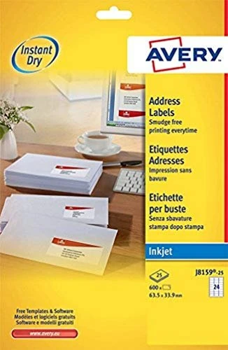 Avery-Zweckform Adressetiketten, 63.5x33.9mm, weiß, 25 Blatt (600 Etiketten)