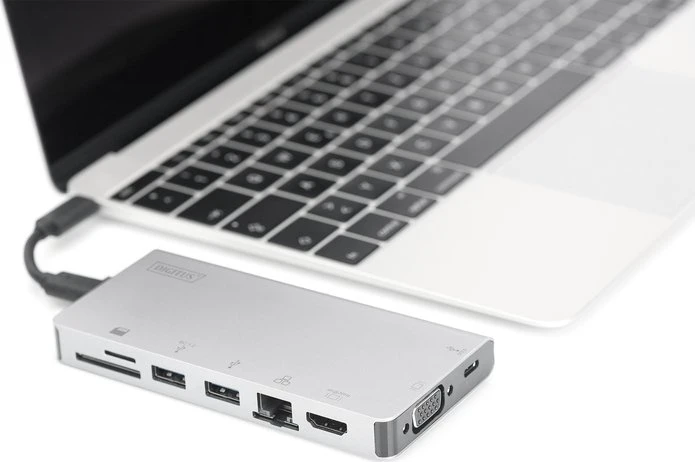 Digitus Multiport Travel Dock silber, USB-C 3.0 [Buchse]