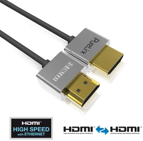 PureLink ProSpeed SuperThin High Speed mit Ethernet HDMI 1.4 Kabel silber, 2m