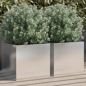 vidaXL Pflanzkasten silber, 2 Stück