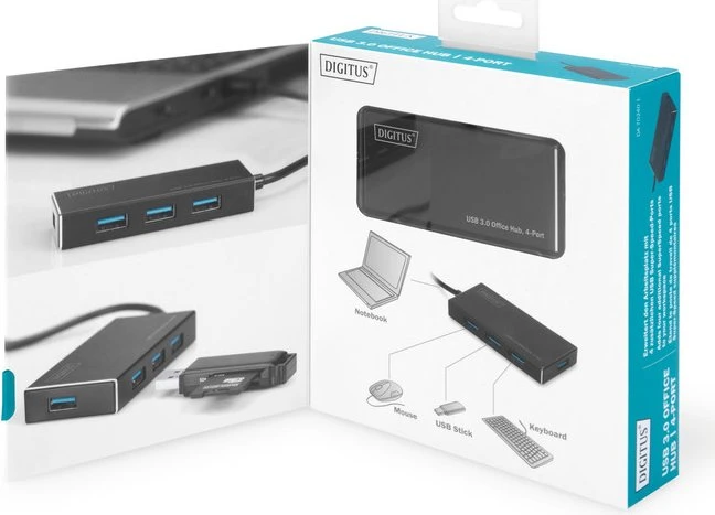 Digitus Office Hub, USB-Hub, 4x USB-A 3.0, USB-A 3.0 [Stecker]