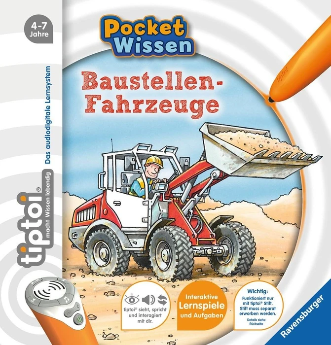 Ravensburger tiptoi Buch: Pocket Wissen: Baustellen-Fahrzeuge