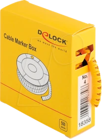 DeLOCK Kabelmarker Box, Nummer 4, gelb, 500 Stück