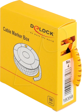 DeLOCK Kabelmarker Box, Nummer 4, gelb, 500 Stück